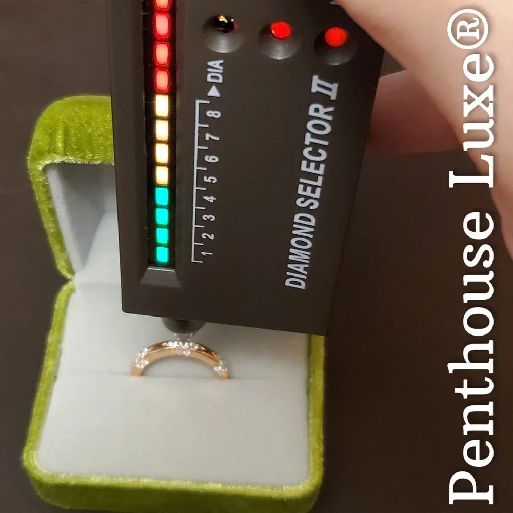 REAL Brilliant Cut Moissanite Paved 925 Sterling Silver 14k Rose Gold Ring Band - Picture 5 of 6